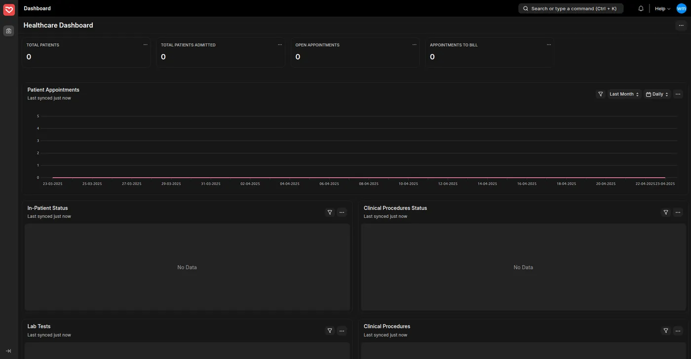 Hospital Information System dashboard screenshot